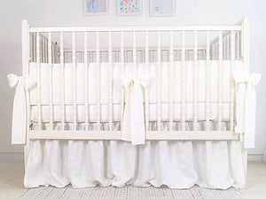 White Linen Crib Bedding Set - Moods The Linen Store