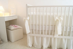 Linen Crib Bumper -  With Ruffles
