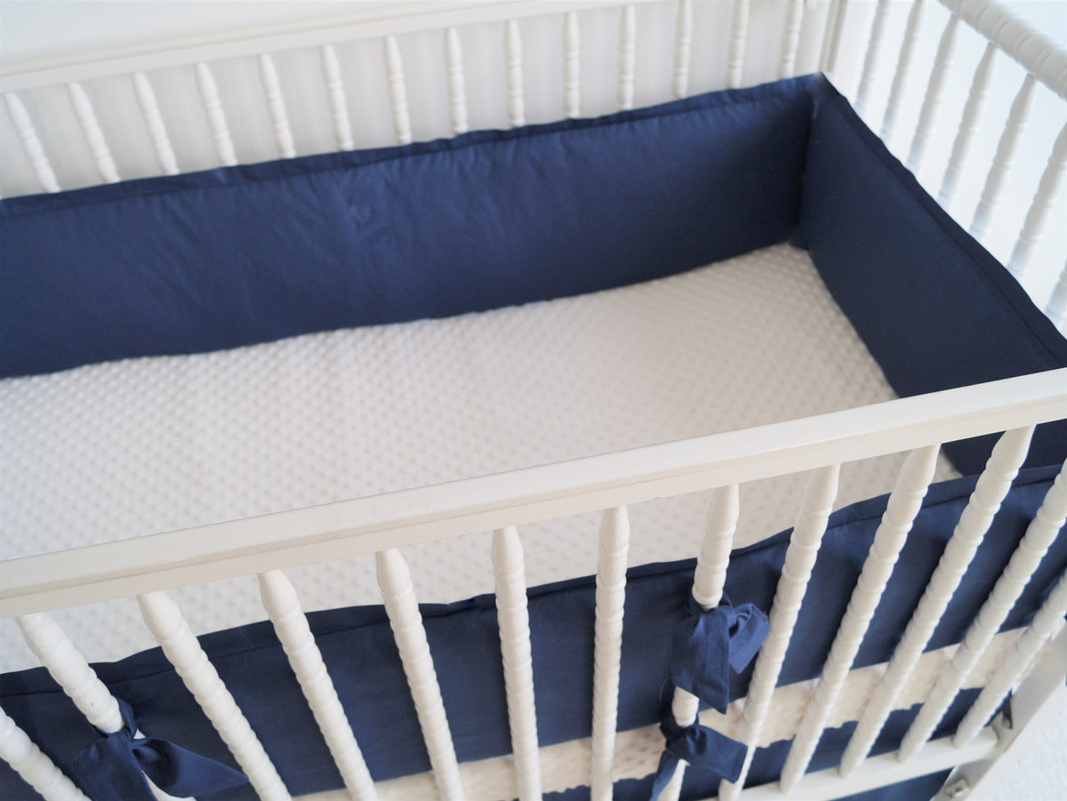 Linen Crib Bedding Set Navy blue crib bedding