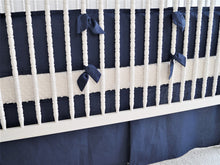 Crib Skirt - gender neutral crib bedding, navy blue - Moods The Linen Store