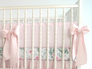 Pink Linen Crib Bedding Set -  girl bedding - Moods The Linen Store