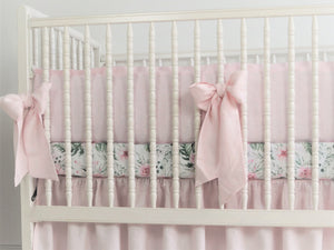 Crib Bumper  -  Linen Crib Bedding  - Girl  Nursery