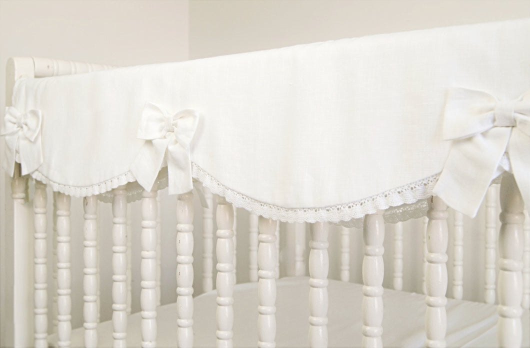 Crib Rail Cover - Pure  white linen - Moods The Linen Store