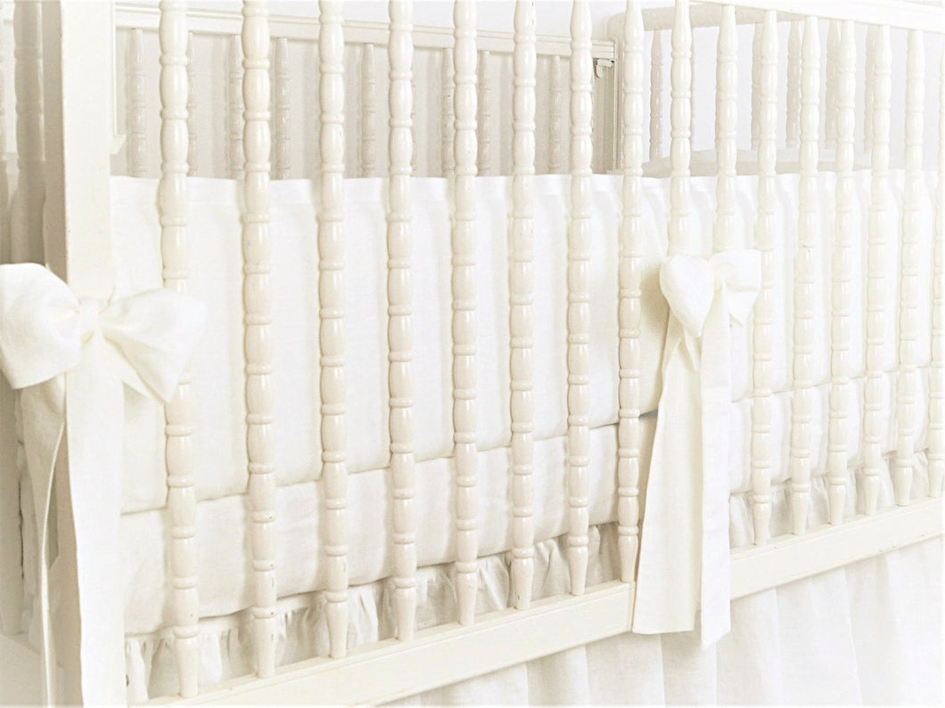 White Linen Crib Bumper