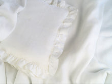 Linen Baby Bedding - white bedding with ruffle