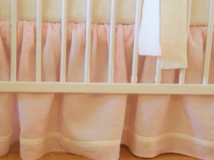 Pink Linen Crib Bedding Set - Girl Nursery - Moods The Linen Store