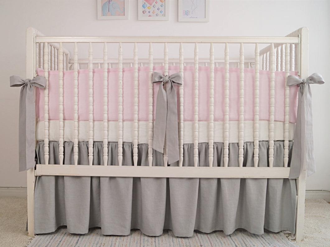 Linen Crib Bedding  - Girl  Nursery - Moods The Linen Store