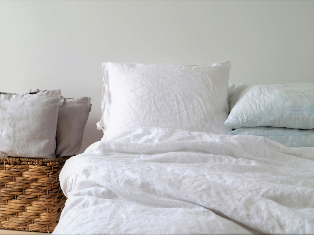 Classic White Linen Duvet Cover