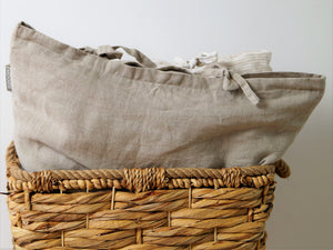 Natural Linen Pillowcases - tie closure