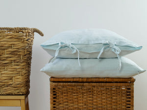 Blue Linen Pillowcase - tie closure