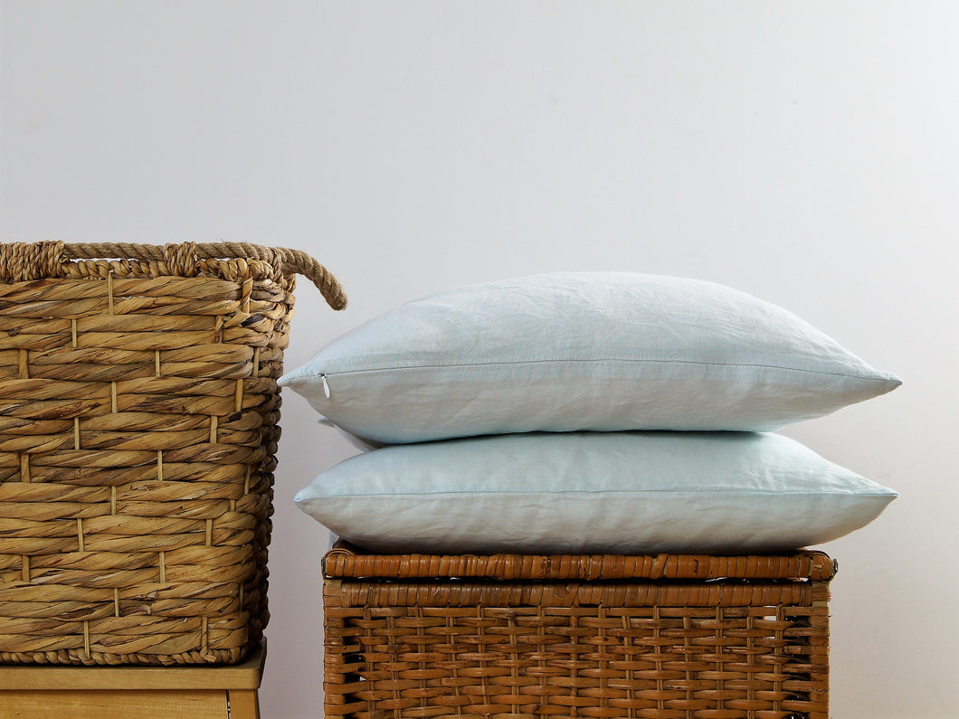 Blue Linen Pillowcase