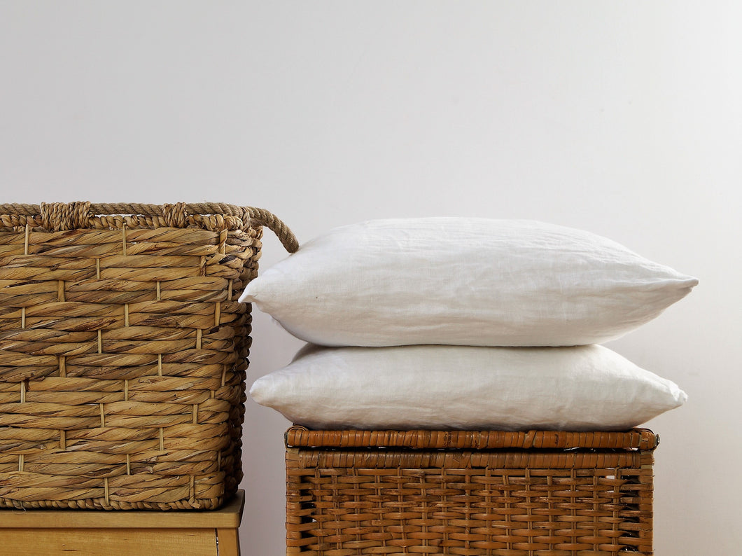 Classic White Linen Pillowcase