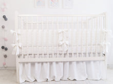 White  Linen Crib Bedding Set