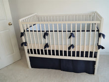 Linen Crib Bedding Set  - Navy blue boy crib bedding - Moods The Linen Store