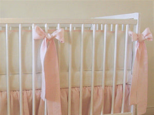 Pink Linen Crib Bedding Set - Girl Nursery - Moods The Linen Store