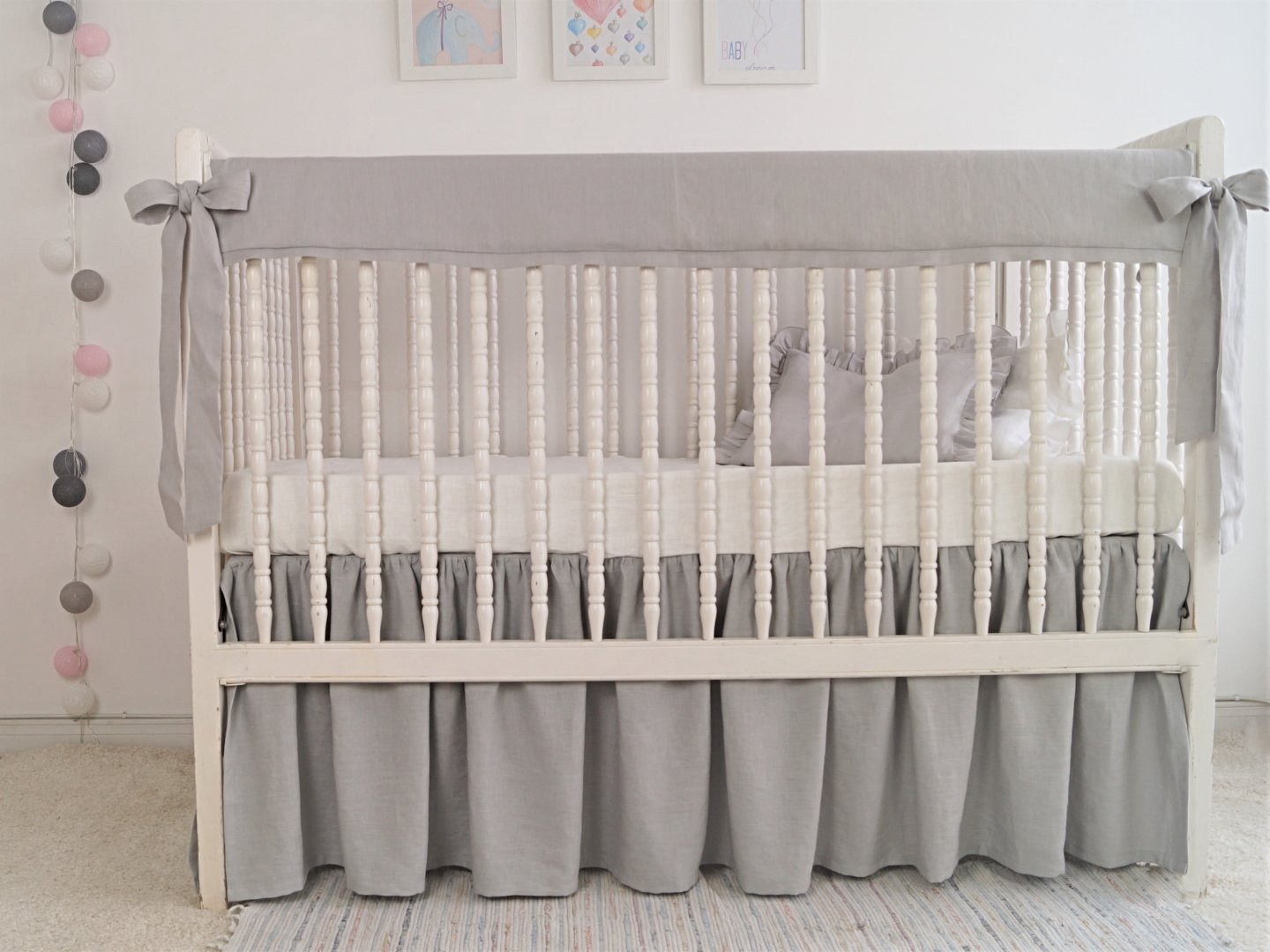 Linen Crib Rail Cover MOODS The Linen Store Moods The Linen Store