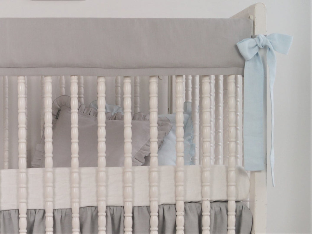 Crib Rail Cover - gray linen - Moods The Linen Store