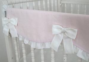 Crib Rail Cover - Girl Nursery, Pink Linen - Moods The Linen Store
