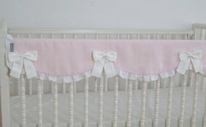 Crib Rail Cover - Girl Nursery, Pink Linen - Moods The Linen Store
