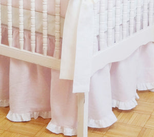 Crib Rail Cover - Girl Nursery, Pink Linen - Moods The Linen Store