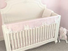 Crib Rail Cover - Girl Nursery, Pink Linen - Moods The Linen Store