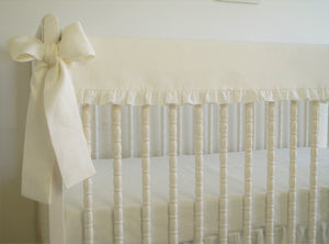 Crib Rail Cover - White linen crib bedding - Moods The Linen Store