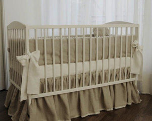 Crib Skirt - natural linen - Moods The Linen Store