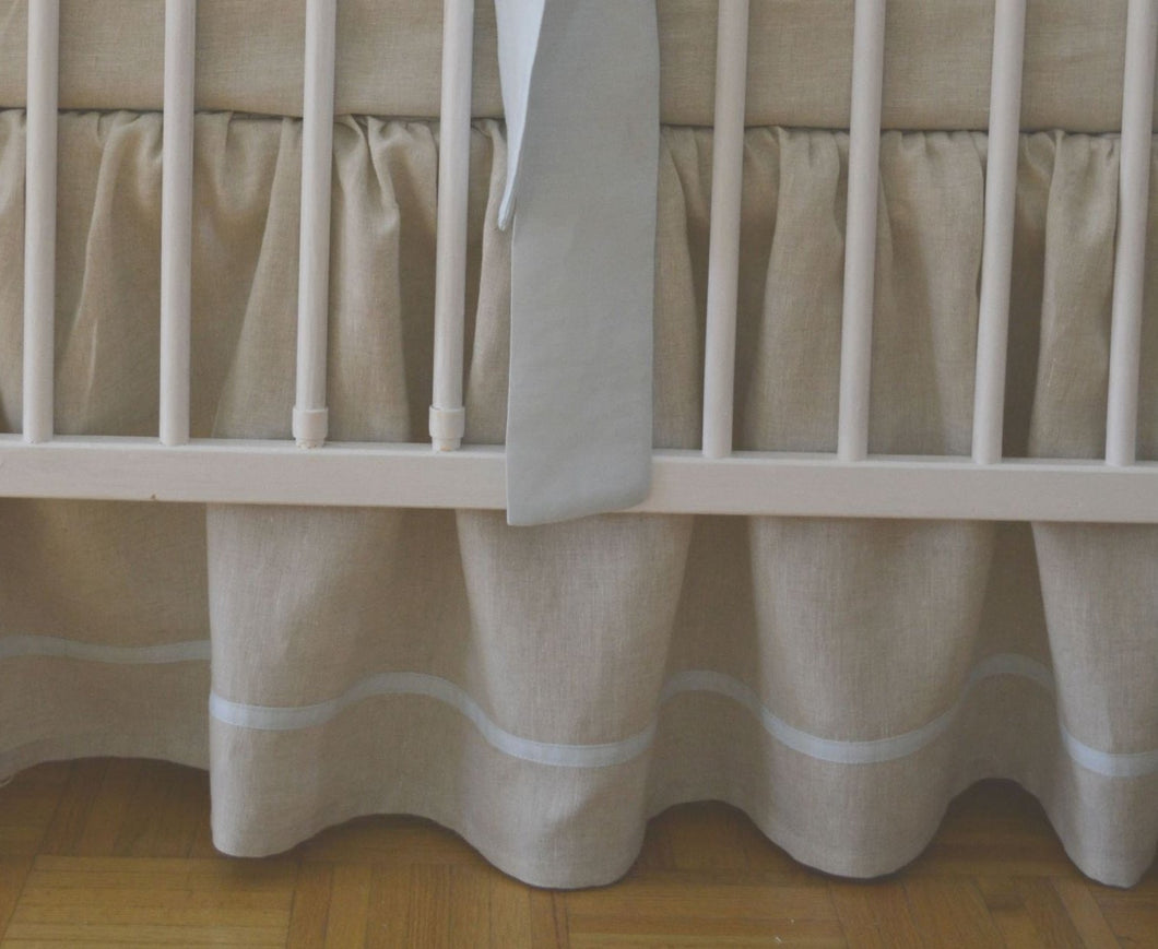 Crib Skirt - boy crib bedding - Moods The Linen Store