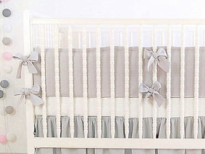 Gray Linen Crib Bedding Set - Moods The Linen Store