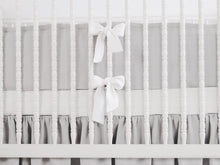Gray Linen Crib Bedding Set - with white ties - Moods The Linen Store