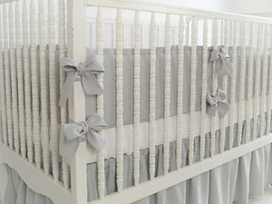 Gray Linen Crib Bedding Set - Moods The Linen Store