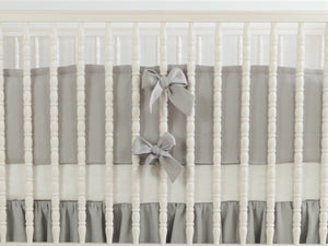 Gray Linen Crib Bedding Set - Moods The Linen Store