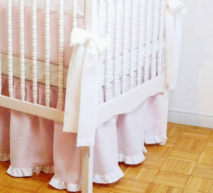 Linen Crib Bedding Set - Girl Nursery - Moods The Linen Store