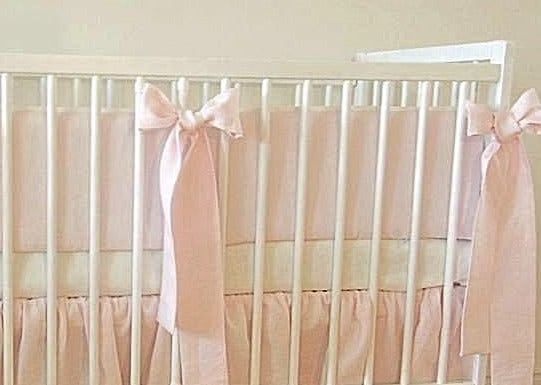 Pink Linen Crib Bedding Set  - Girl Nursery - Moods The Linen Store