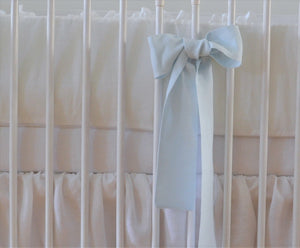 White  Linen Crib Bedding Set -  With Ruffles - Moods The Linen Store