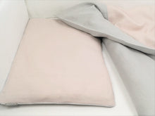 Linen Baby Bedding - dusty pink with gray baby bedding