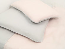 Linen Baby Bedding - dusty pink with gray baby bedding