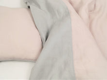 Linen Baby Bedding - dusty pink with gray baby bedding