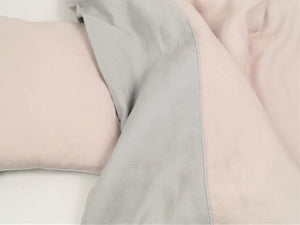 Linen Baby Bedding - dusty pink with gray baby bedding