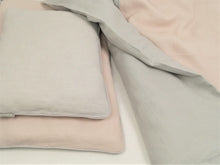 Linen Baby Bedding - dusty pink with gray baby bedding