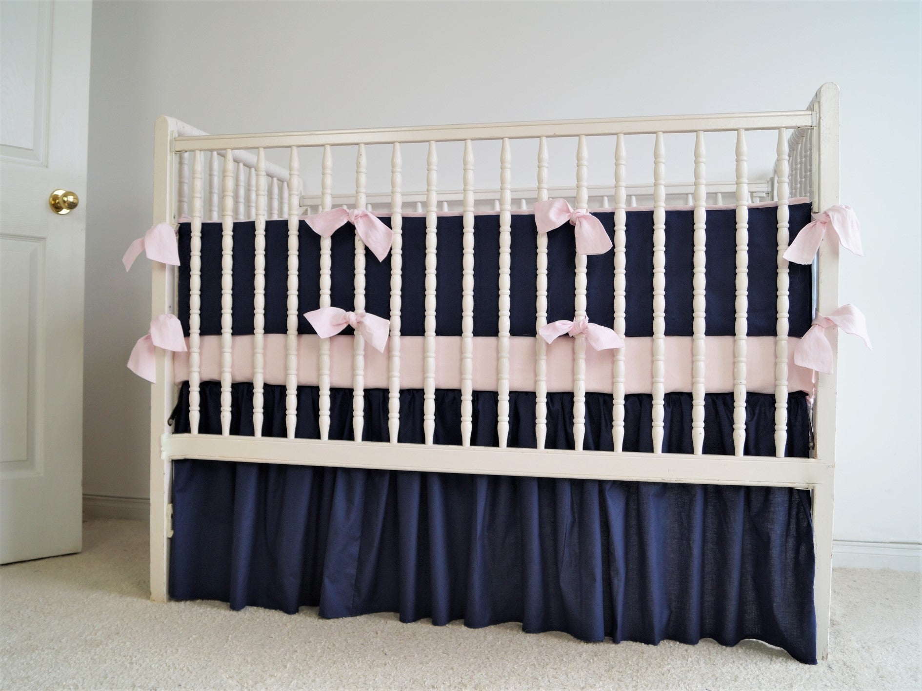 Linen Crib Bedding Set Navy Girl Bedding Moods The Linen Store 70x140 cm 41 cm