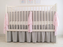 Gray Linen Crib Bedding Set - girl crib bedding - Moods The Linen Store