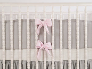 Gray Linen Crib Bedding Set - girl crib bedding - Moods The Linen Store