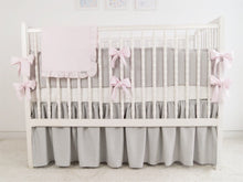 Gray Linen Crib Bedding Set - girl crib bedding - Moods The Linen Store