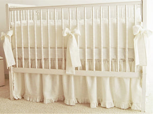 Linen Crib Bedding Set - Ivory Linen - Moods The Linen Store