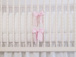 White Linen Crib Bedding Set ; Girl crib bedding