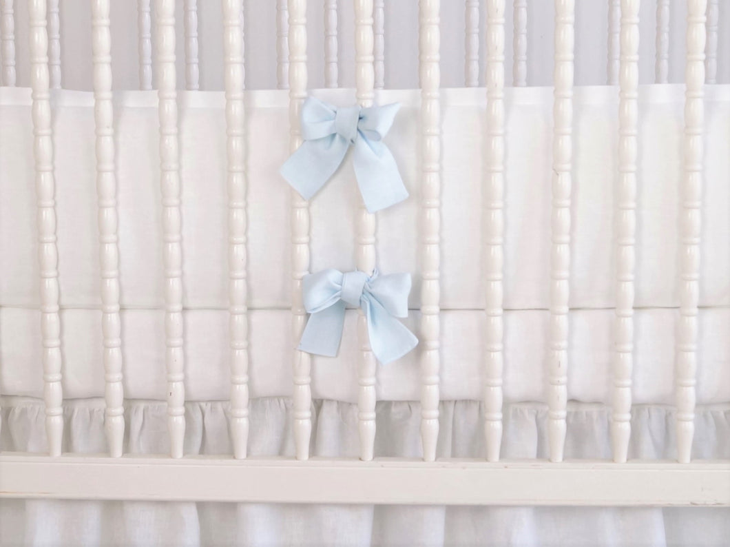 White  Linen Crib Bedding Set : Boy crib bedding