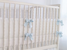 White  Linen Crib Bedding Set : Boy crib bedding