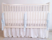 White  Linen Crib Bedding Set : Boy crib bedding