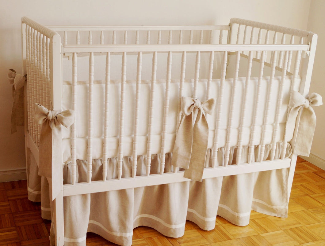 Linen Crib Bedding Set - Gender Neutral Nursery - Moods The Linen Store